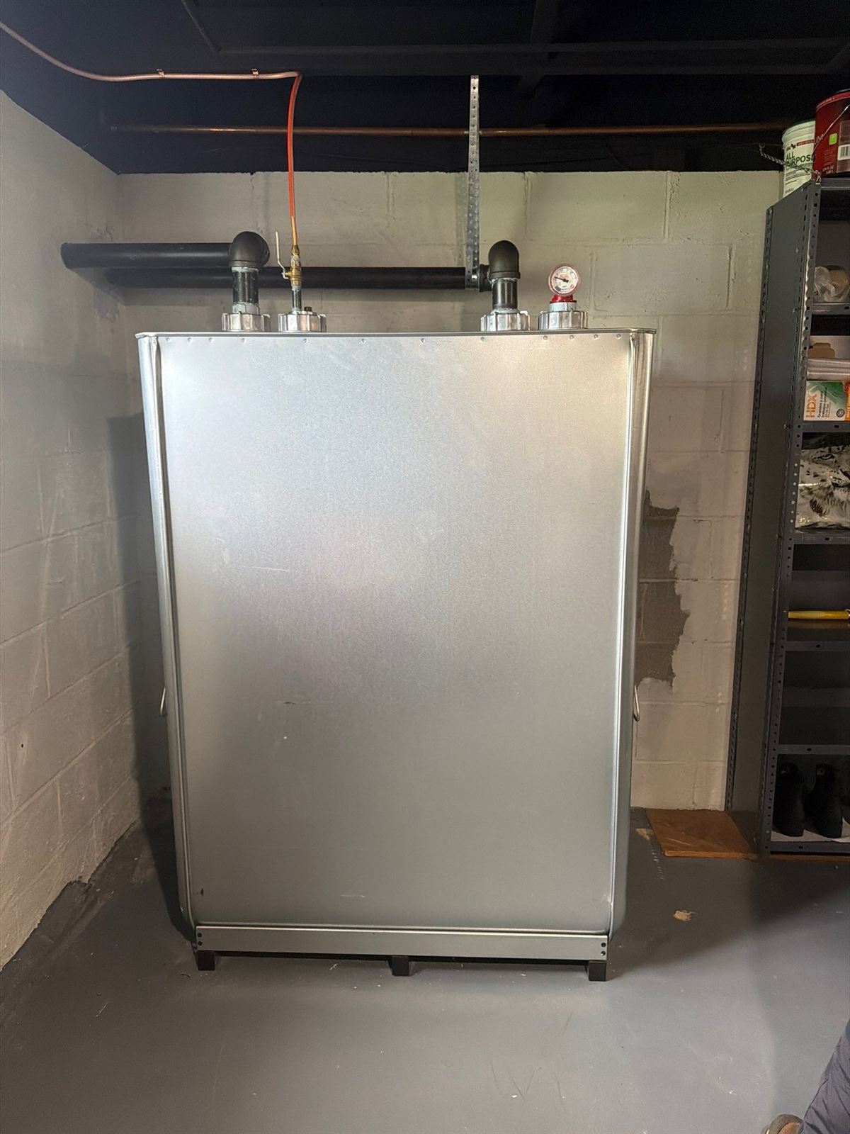 Roth double-wall oil tank installed in a basement